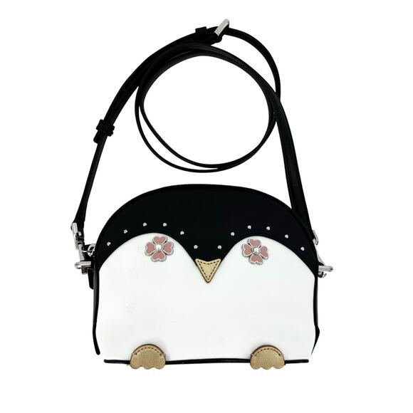 kate spade Handbags - Kate Spade Penguin Crossbody Bag Dome Leather Black/White Novelty Purse